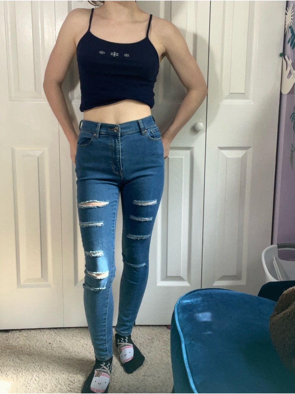 Pacsun High-Rise Distressed Skinny Jeans - Blue